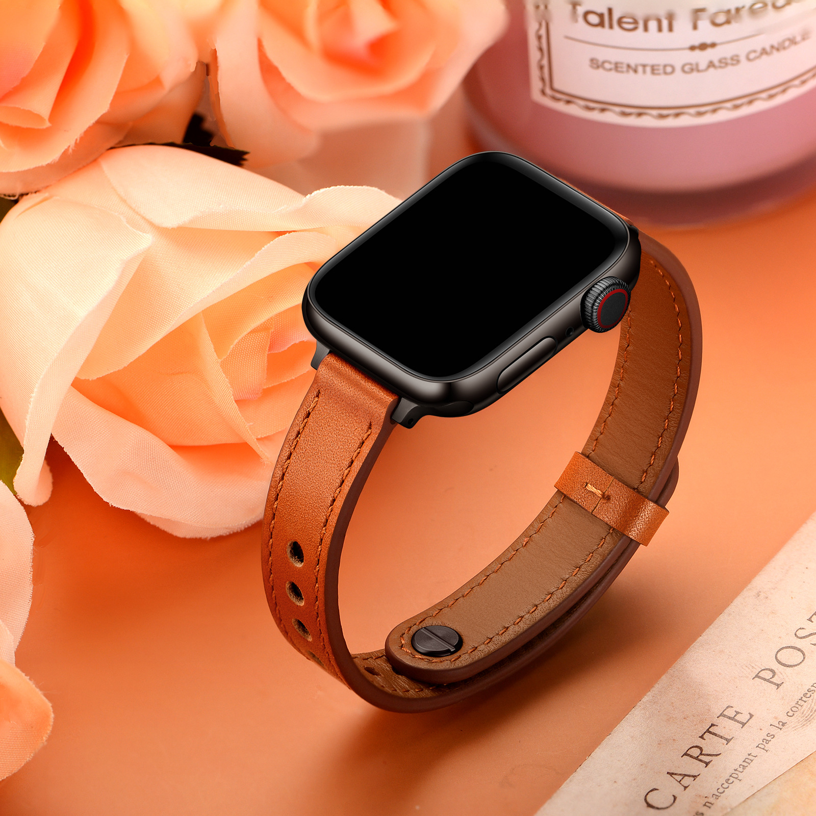 18g Weight Apple watch watchband Classification Genuine leather Material Solid Color Pattern Retro Style Retro Solid Color Apple Watch Watchband 39