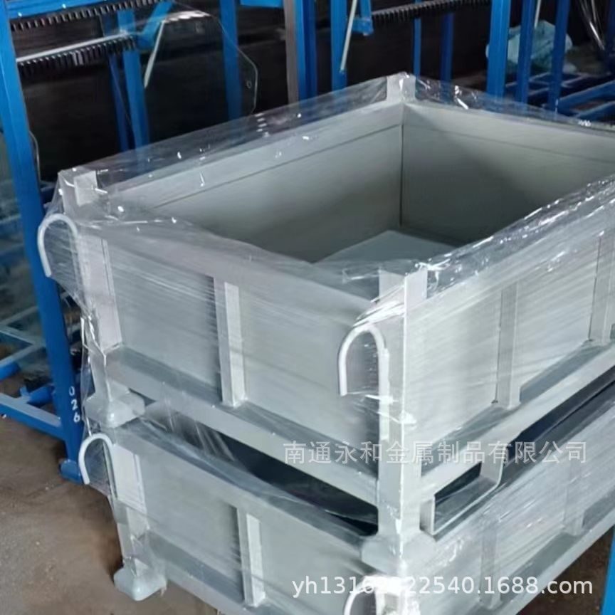 昆山铁皮金属周转箱冷轧钢铁笼铁箱喷塑蓝色铁屑收集箱车间废料箱