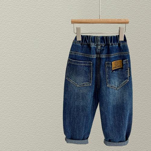 Children's Korean style jeans spring and autumn 2024 new boys' pants baby boy blue denim trousers trendy foreign trade