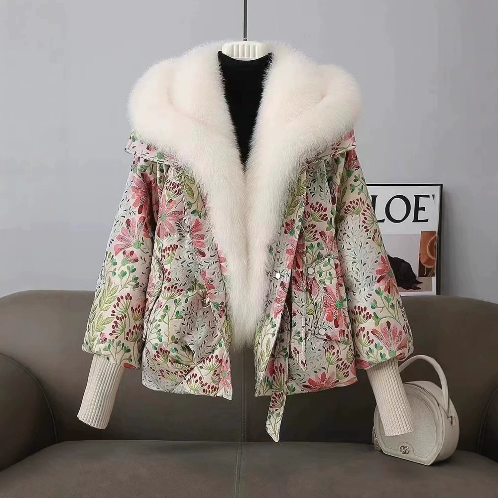 Winter short fashionable down jacket, 2024 years, increased thickness