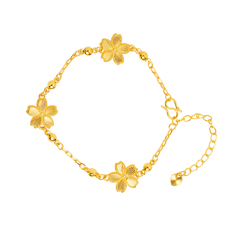 Nuevos productos de pulseras de oro de arena vietnamita frescas dulces y románticas pulseras de flores de cerezo lujosas para mujeres que no se desvanecen el suministro de joyas de mano