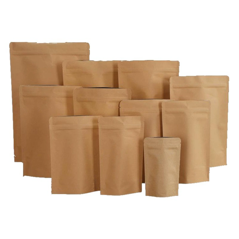 Крафт-пакеты для упаковки, алюминизированные самозаклеивающиеся стоячие пакеты, упаковка для пищевых продуктов, чая, закусок, орехов, готовые упаковочные пакеты
