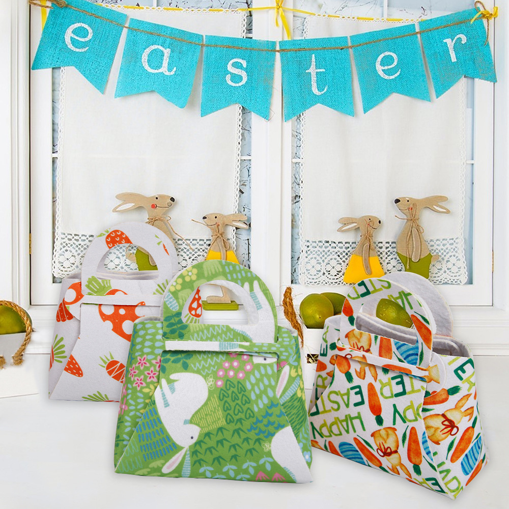 Nuevo conejo transfronterizo de pascua zanahoria bolsas DIY hechas a mano bolsas de regalo de fiesta decoración bolsas de dulces