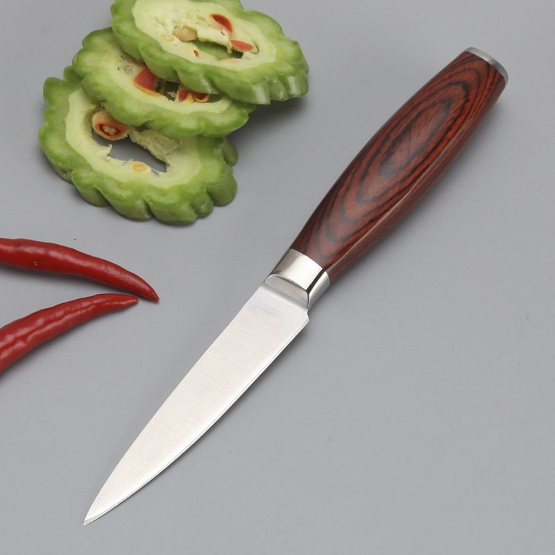 Cuchillo de frutas, mango de madera de color, cuchillo de acero inoxidable multipropósito, cuchillo de cocina afilado japonés, cuchillo de corte, cuchillo de cocina