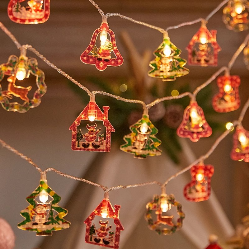 Decoración navideña, luces de colores, luces intermitentes, luces de cadena, alces huecos, luces colgantes, decoración de la habitación de la niña, atmósfera del maletero