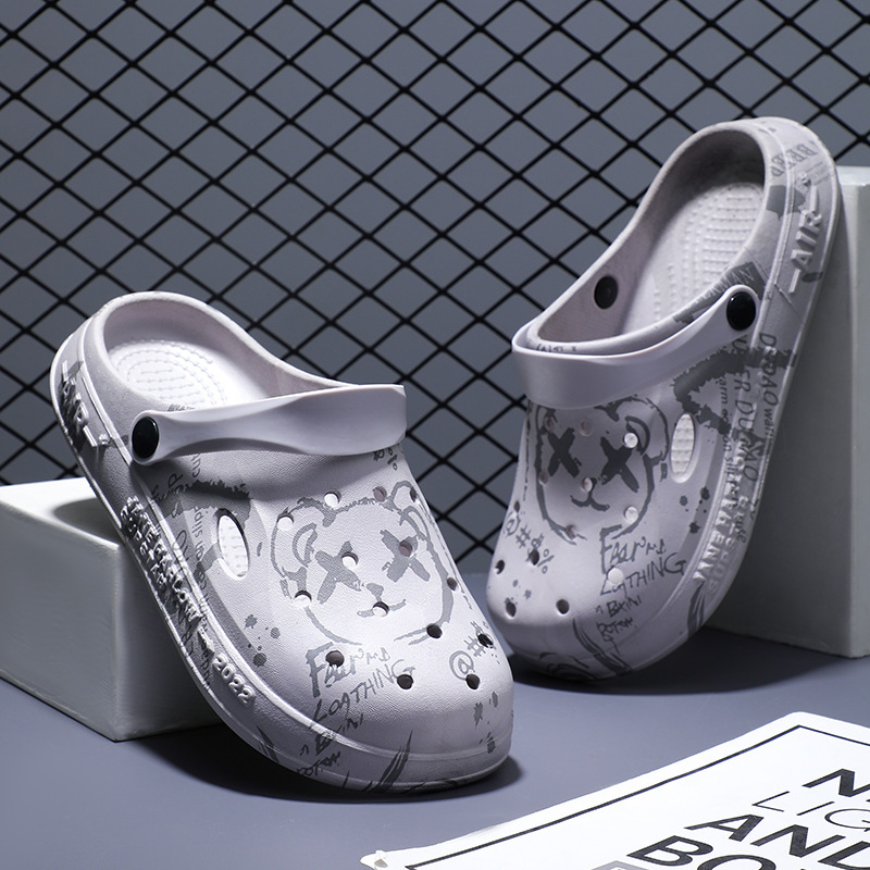 Zapatos con agujeros de verano, tendencia de los hombres, sandalias de Baotou huecas de fondo suave antideslizante, ropa exterior, pantuflas de los hombres de playa de fondo grueso al por mayor