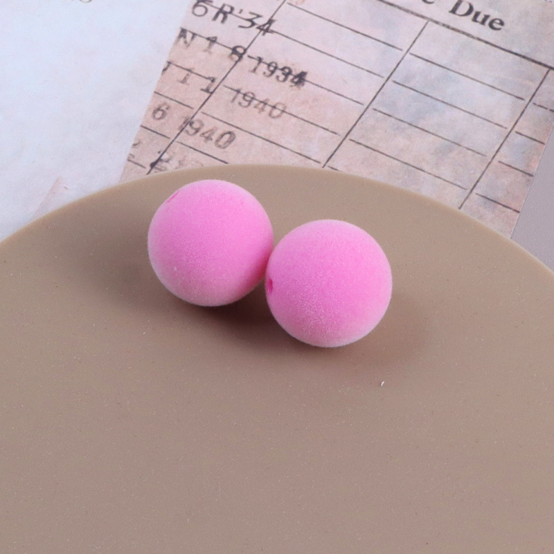 16mm彩色直孔植绒珠通孔圆珠串珠简约百搭diy饰品配件材料批发|undefined