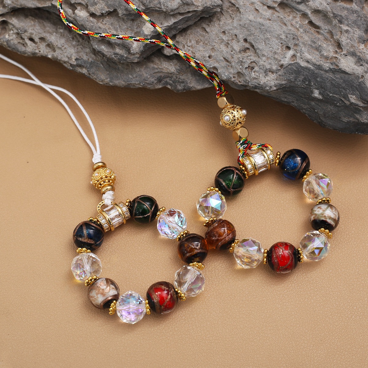 Beijing temple with glass beads small five blessing mobile phone key pendant pendant gold beast Yiwu accessories