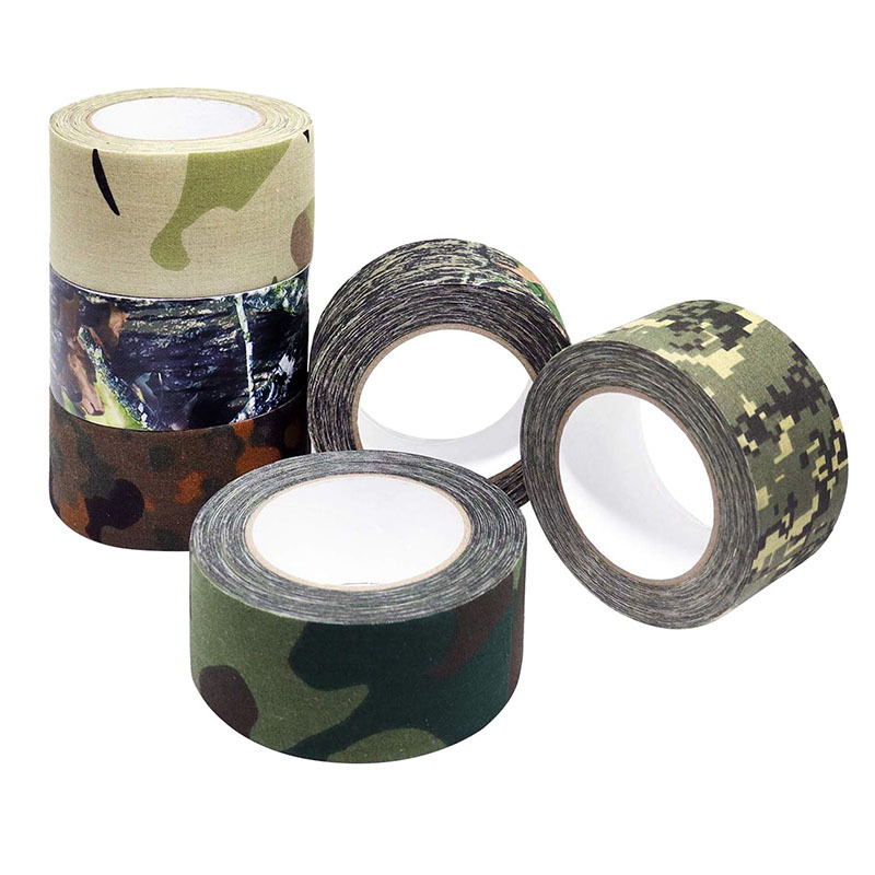 Cinta a base de tela de camuflaje Camuflaje biónico para exteriores de alta adherencia Camping verde militar impermeable de la jungla resistente al desgaste cinta de algodón