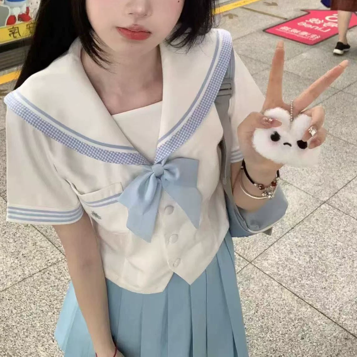 Колледжский стиль сладкий с короткими рукавами костюм для моряков женский летний новый японский школьный набор для jk униформы плиссированной юбки