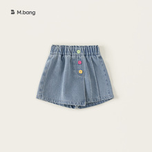 宥宝童装夏季新品女童浅蓝牛仔短裤纯色女宝裙裤休闲清凉儿童裤子