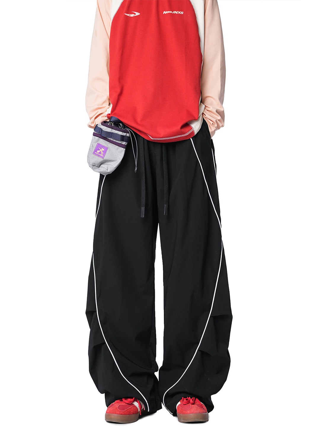 Reflective Hiking Mountaineering Pants Men's American Trendy Outdoor Waterproof Sports Paratrooper Pants Wide-Leg Casual Pants