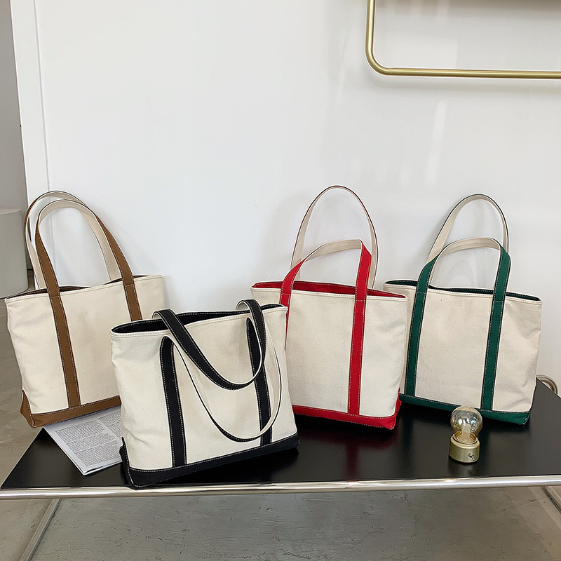 Amazon Cross-Border Canvas Bag for Women 2025 New Casual Versatile Canvas Bag Student Female Bag Simple Tote Bag