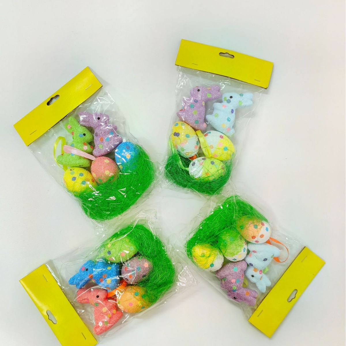 Huevo de Pascua de espuma adornos de conejo colorido lentejuelas adornos de huevo creativo traje de huevo de Pascua