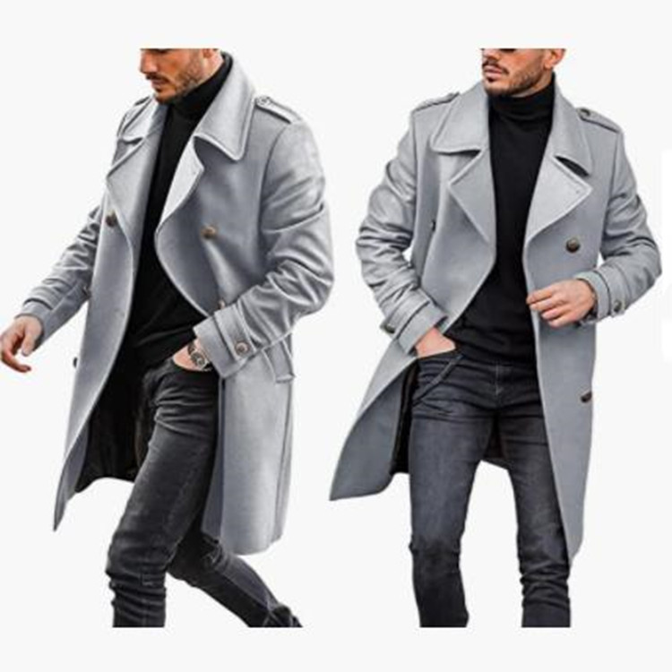 Men's Elegant Streetwear Solid Color Patchwork Double Breasted Coat display picture 7