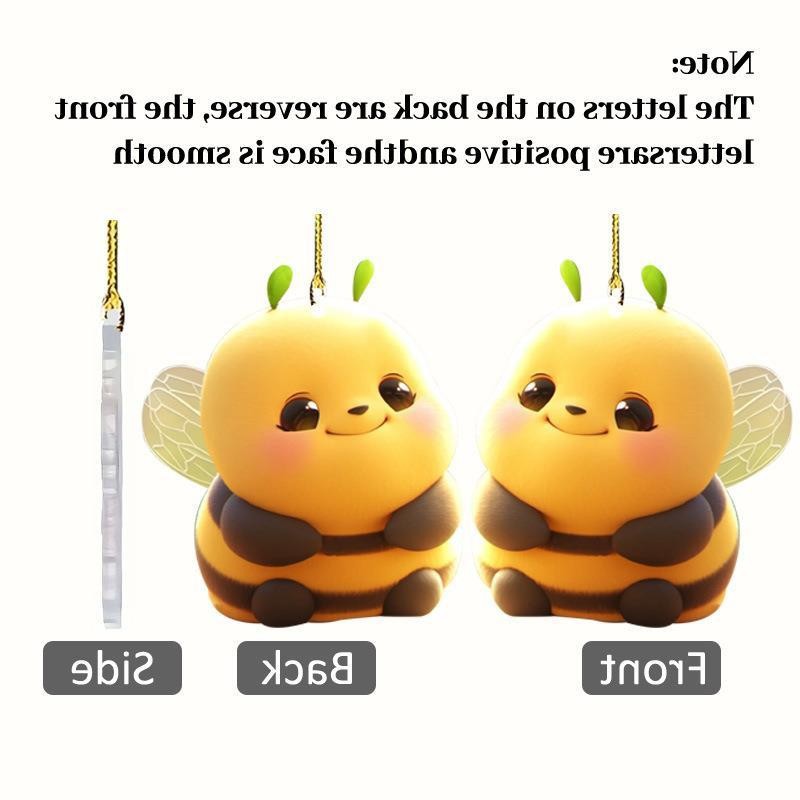 Colgante temático de abeja 2D acrílico decoración abeja bebé colgante regalos navideños accesorios mochila decoración del automóvil image 2