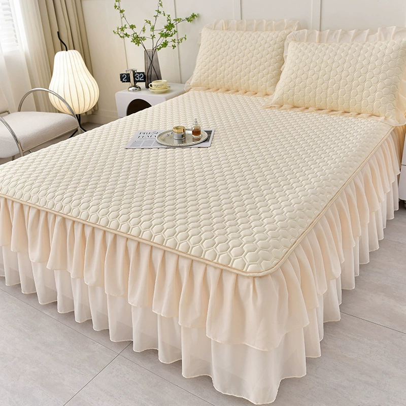 Корейские кружевные кружевные ледяные шелковые латексные коврики из трех частей юбки сплошной цвет кондиционер маты в прямом эфире оптом