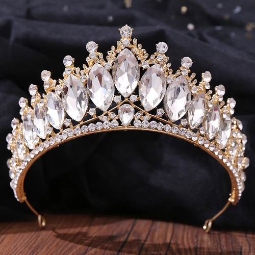 H1353 European and American Crystal Wedding Crown Baroque Red Tiara Wedding Dress Accessories Bridal Crown