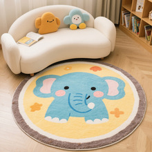 卡通圆形地毯卧室床边地毯早教加厚防摔爬爬地垫儿童房家用帐篷垫