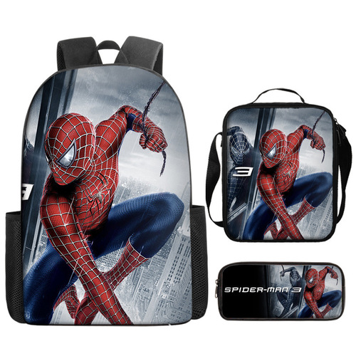 Marvel Spider-Man Dual Shoulder Bag Student School Bag Large Capacity Anime Cartoon Backpack Lunch Bag