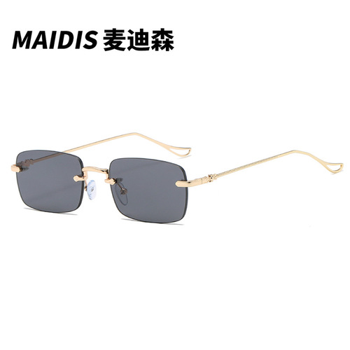 Jet 3519 new small frame myopia glasses metal marine sunglasses small square frame frameless simple sunglasses