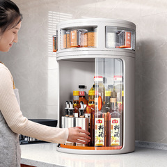 キッチン回転ラックカウンタートップコーナー多機能収納調味料ラウンド回転調味料収納ボックス