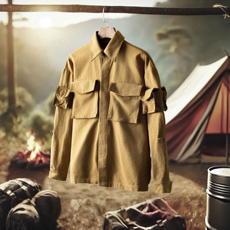 【3 Stores】Jh Junhong 2025 Autumn/Winter Men's Casual Workwear Style Multi-Pocket Woven Work Jacket Retro Cotton 【3 Stores】Jh Junhong 2025 Autumn/Winter Men's Casual Workwear Style Multi-Pocket Woven Work Jacket Retro Cotton