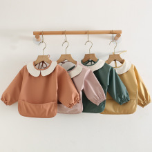 韩国宝宝吃饭罩衣长袖pu反穿衣防水围兜儿童长袖儿童防脏反穿衣