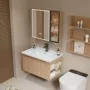一体侧边原木色定制浴室柜
