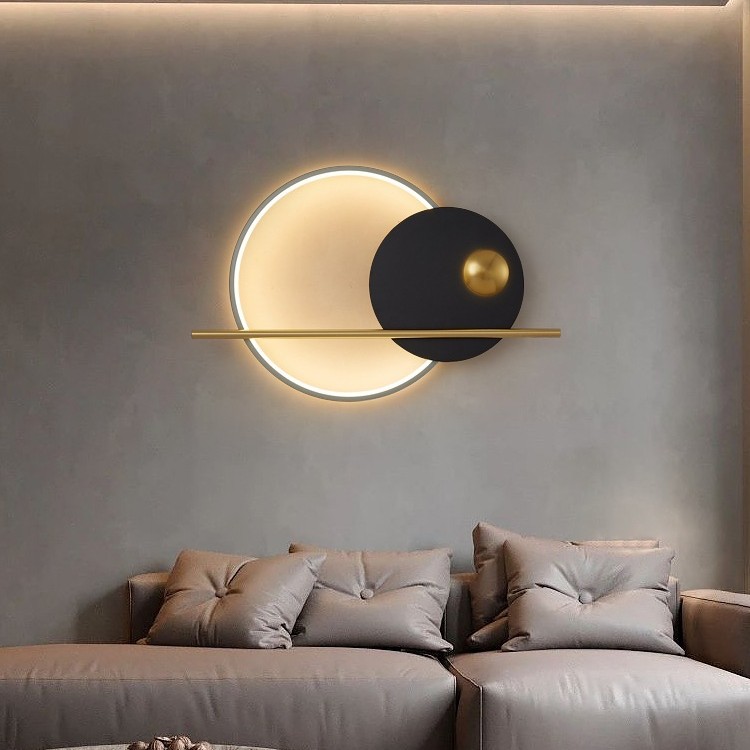 Sofá cabecera lámpara de cama iluminación de fondo de la pared de la atmósfera del dormitorio lámpara de pared sala de estar decoración de fondo creativa simple