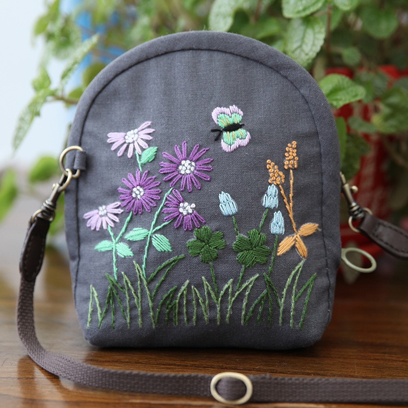 Jinhao bordado hecho a mano DIY material bolsa tela bordada mensajero bolsa de almacenamiento de producción creativa bolsa de cosméticos