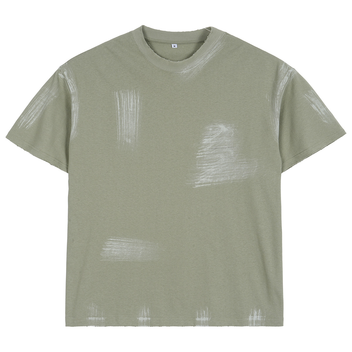 Características personalizadas lavado con agua camiseta de hombre retro camiseta de algodón suelto de alta calidad moda desgastado color de cepillo manual T de manga corta