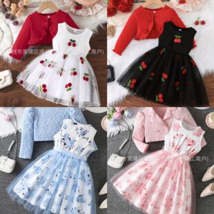 Girls Party Dress with Matching Shawl Affordable Set ig hot