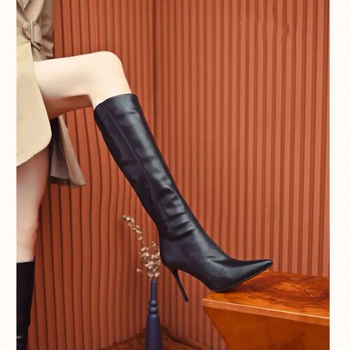 Over-the-knee pure desire pointed toe fashion boots, new trendy, delicate-heeled fairy-style, stylish and versatile over-the-knee boots