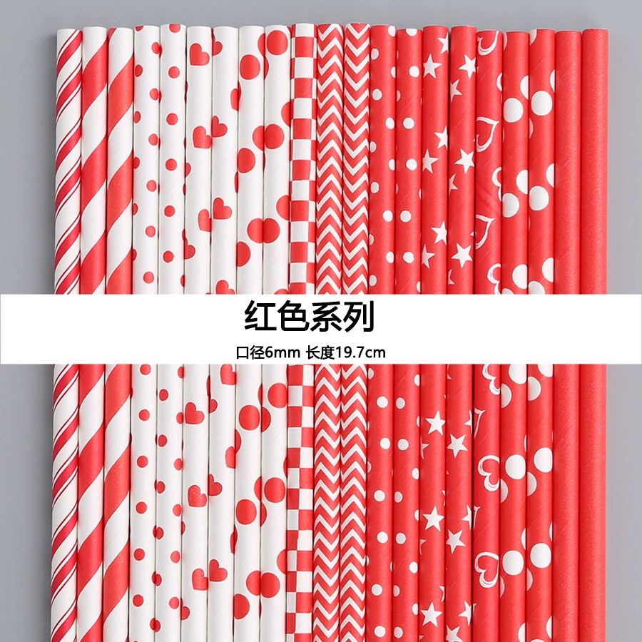 Большое количество в наличии оптом одноразовые бумажные соломинки Биоразлагаемые бумажные соломинки Красная серия соломинки трансграничные Amazon