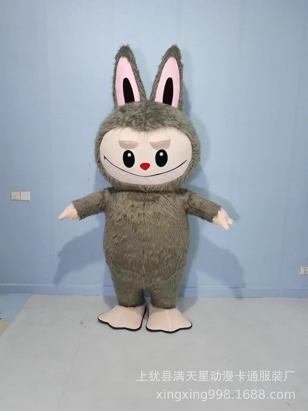 布のウサギの精霊の人形の服装は歩いて漫画のcosの頭のカバーの人形の服の道具のlabubuのぬいぐるみを着ます。|undefined