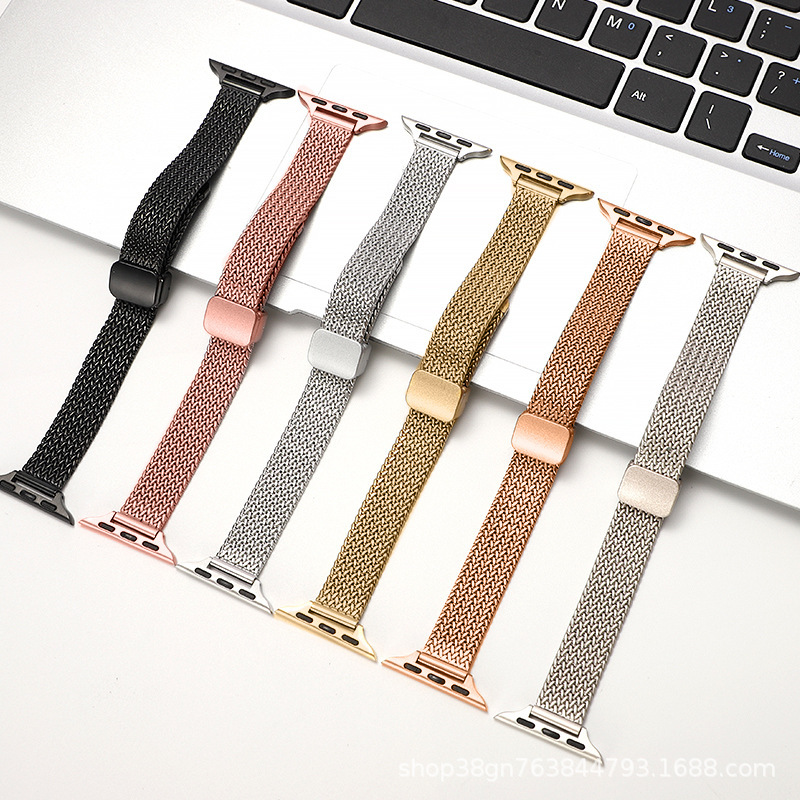 For apple watch apple watch 8se/ultra small waist wheat ear magnetic buckle mesh strap cross border