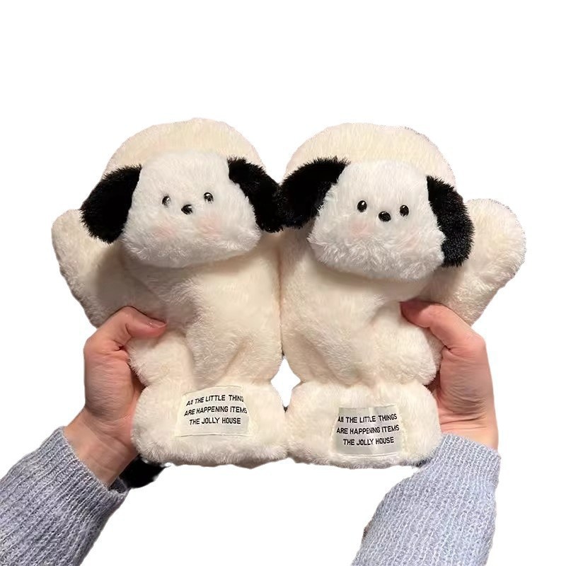Nuevos productos lindos guantes para perros de peluche de invierno para mujeres de peluche para estudiantes de invierno para montar guantes calientes al por mayor