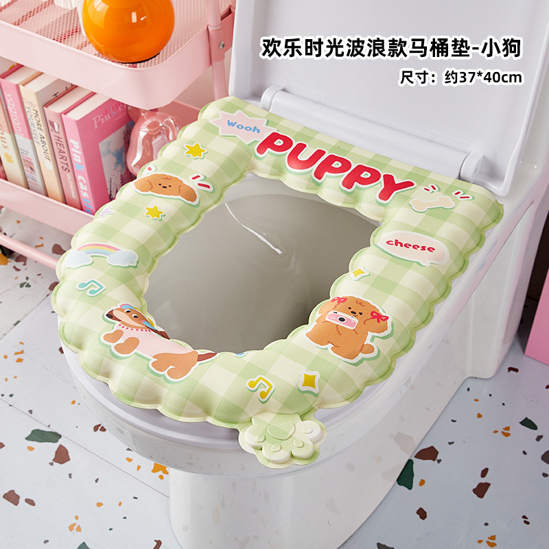 Hermosa almohadilla de inodoro impermeable cuatro estaciones Eva suave y gruesa almohadilla de inodoro de la niña corazón no lavable pegatinas de inodoro doméstico