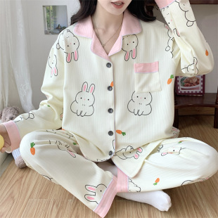 plus size 300kg monthly clothing summer thin pregnant women postpartum pajamas women nursing clothes spring and autumn suit 23177-6