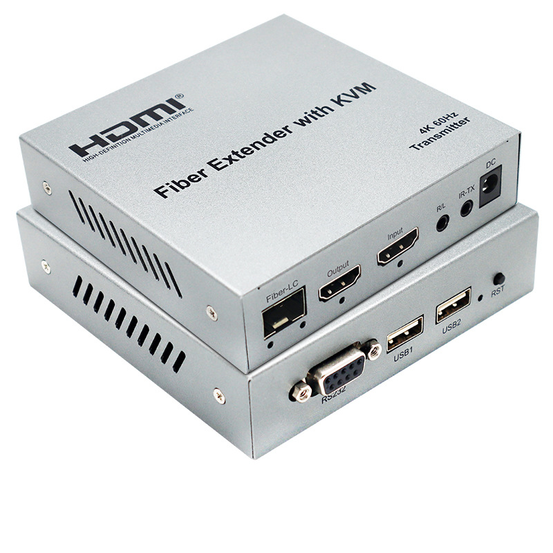 20km 4K 60Hz HDMI KVM Fiber Extender By Fiber-LC Cable Transmitter Receiver Video Converter Fit USB Keyboard Mouse Laptop To TV_voghion.com