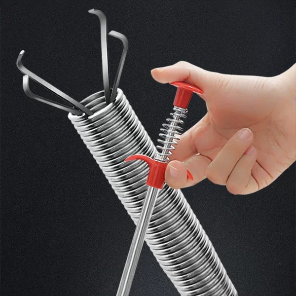 Pipe Dredger with Bendable Four-Claw Hook, Drain Retrieval Tool, Grabber for Picking up Items from Drains, Drain Trash Clamp