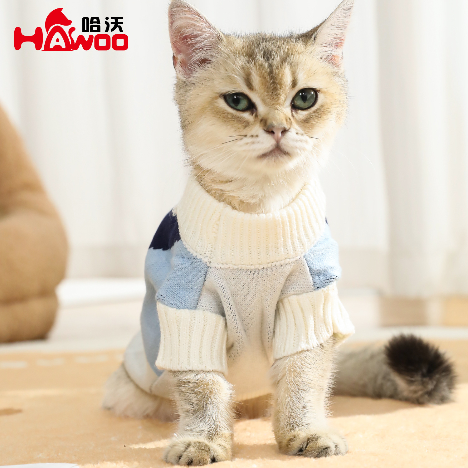 Z mascotas ropa cálida de invierno caricatura cara sonriente jersey perro gato adorable ropa de dos patas en stock al por mayor