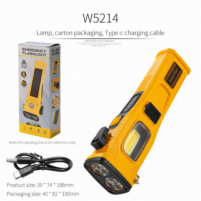 lámpara de emergencia solar transfronteriza montada en vehículo adsorción magnética fuerte martillo de ventana cinturón de seguridad cuchillo de corte luz de trabajo de largo alcance superbrillante