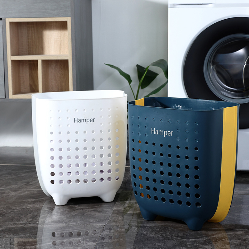 New folding soiled clothes basket, plastic, bathroom wall-mounted, no drilling dirty clothes storage basket