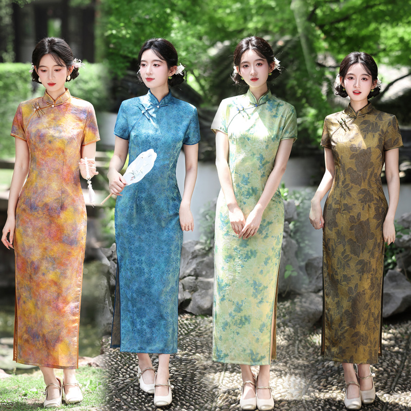 2026 Chinese Style Spring and Summer New Qipao Long Dress, Elegant and High-End Slim-Fit Dress, Cheap Performance Wear Wholesale