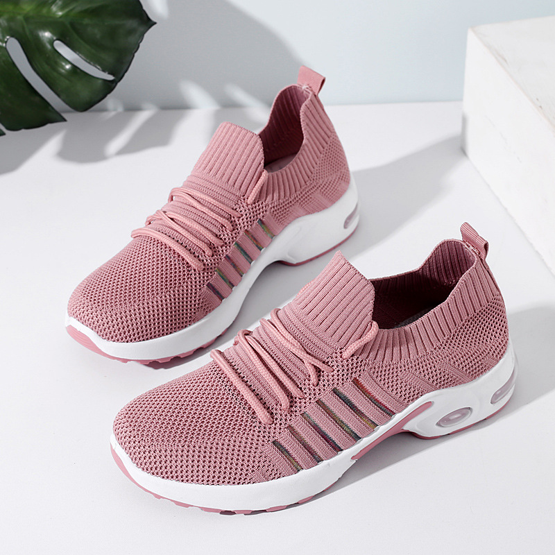 Primavera y otoño nueva zapatilla de deporte casual de las mujeres Flying malla tejida zapatos para correr de moda del todo-fósforo de las mujeres Zapatillas Zapatos individuales