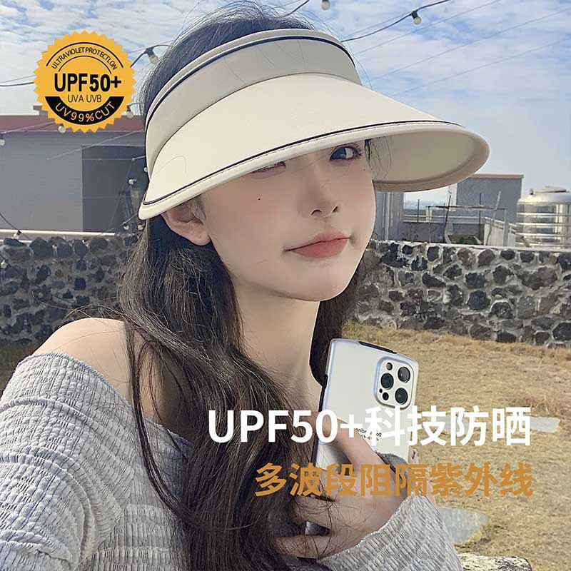 遮阳帽女夏季大帽檐骑车防紫外线空顶帽防晒帽网红同款夏天太阳帽