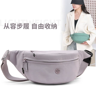 时尚百搭胸包新款户外运动腰包休闲女士单肩包轻便防泼水尼龙布包