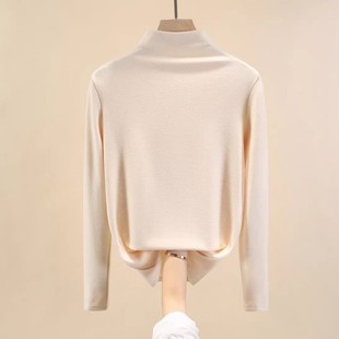 280g Double-Sided Thermal Base Layer Shirt for Women, 2024 Autumn and Winter Slim Fit Warm Half-High Collar T-Shirt, Thickened Thermal Fabric